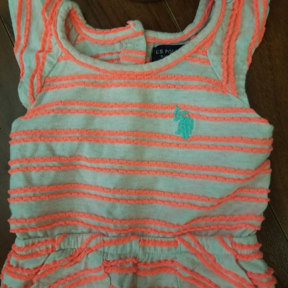 U.S. Polo Assn Onesie Ruffle Sleeves Large Logo - Picture 2 of 8